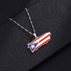 Stainless Steel Geometric Puerto Rico Map Dripping Oil Necklace Water Wave Chain Women's Accessories