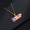 Stainless Steel Geometric Puerto Rico Map Dripping Oil Necklace Water Wave Chain Women's Accessories