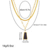Stainless Steel Geometric Quadrilateral Pendant Jewelry Set With Electroplating And Snake Bone Chain Highend Cold Retro Style
