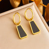 Stainless Steel Geometric Quadrilateral Pendant Jewelry Set With Electroplating And Snake Bone Chain Highend Cold Retro Style