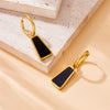 Stainless Steel Geometric Quadrilateral Pendant Jewelry Set With Electroplating And Snake Bone Chain Highend Cold Retro Style