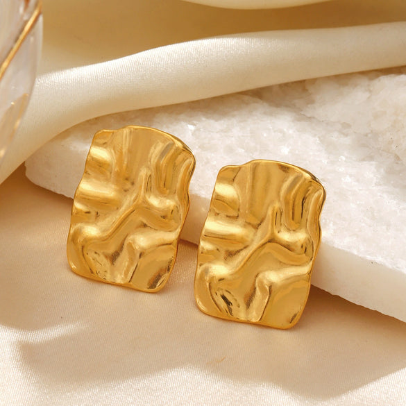 Stainless Steel Geometric Rectangular Electroplated Women's Hiphop Earrings