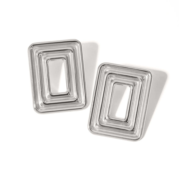 Stainless Steel Geometric Rectangular Hollow Swing Earrings Jewelry With Electroplating