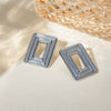 Stainless Steel Geometric Rectangular Hollow Swing Earrings Jewelry With Electroplating