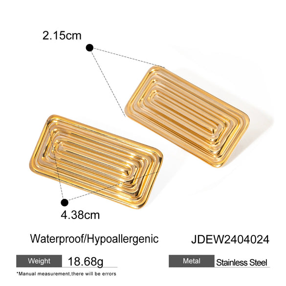 Stainless Steel Geometric Rectangular Hollow Swing Earrings Jewelry With Electroplating