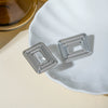 Stainless Steel Geometric Rectangular Hollow Swing Earrings Jewelry With Electroplating