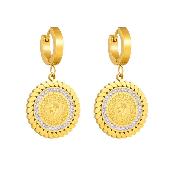 Stainless Steel Geometric Retro Earrings With Electroplating Treatment