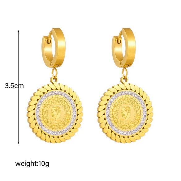 Stainless Steel Geometric Retro Earrings With Electroplating Treatment