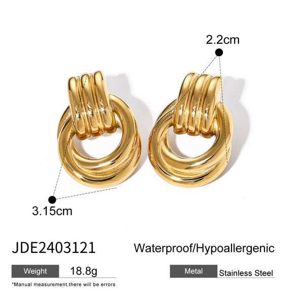 Stainless Steel Geometric Retro Exaggerated Women's Earrings With Electroplating Design