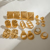 Stainless Steel Geometric Retro Exaggerated Women's Earrings With Electroplating Design