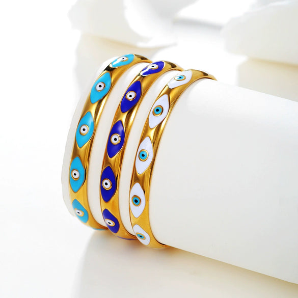 Stainless Steel Geometric Retro Fashion Open Bracelet For Women With Electroplating