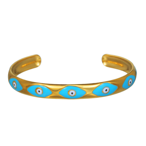 Stainless Steel Geometric Retro Fashion Open Bracelet For Women With Electroplating