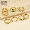 316L Stainless Steel Geometric Retro Opening Inlay Electroplated Women's Ring