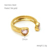 316L Stainless Steel Geometric Retro Opening Inlay Electroplated Women's Ring