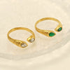 316L Stainless Steel Geometric Retro Opening Inlay Electroplated Women's Ring
