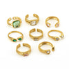316L Stainless Steel Geometric Retro Opening Inlay Electroplated Women's Ring