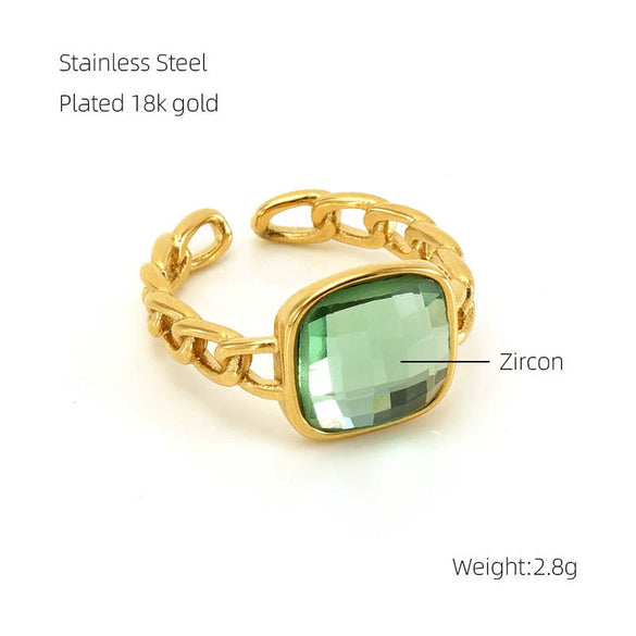 316L Stainless Steel Geometric Retro Opening Inlay Electroplated Women's Ring