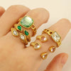 316L Stainless Steel Geometric Retro Opening Inlay Electroplated Women's Ring