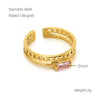 316L Stainless Steel Geometric Retro Opening Inlay Electroplated Women's Ring