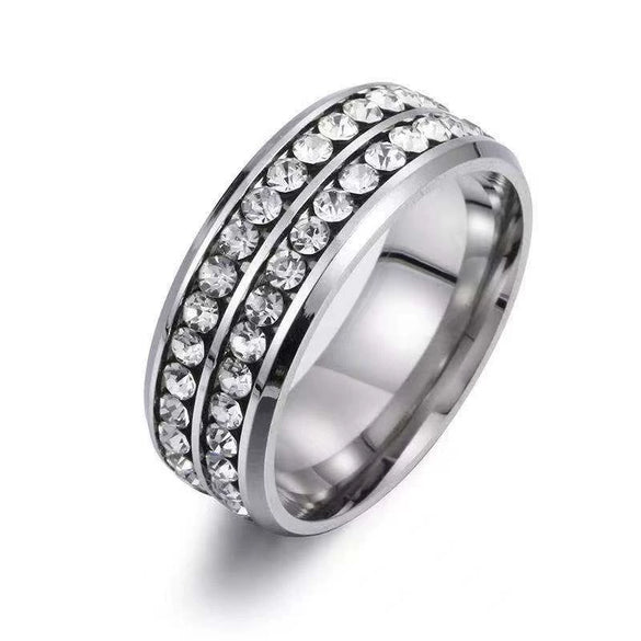 Stainless Steel Geometric Retro Ring With Electroplated Inlay For Men And Women Fashion Jewelry