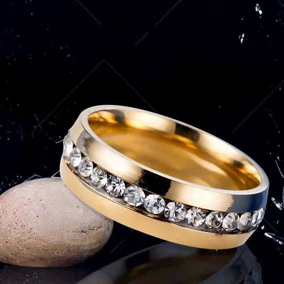 Stainless Steel Geometric Retro Ring With Electroplated Inlay For Men And Women Fashion Jewelry