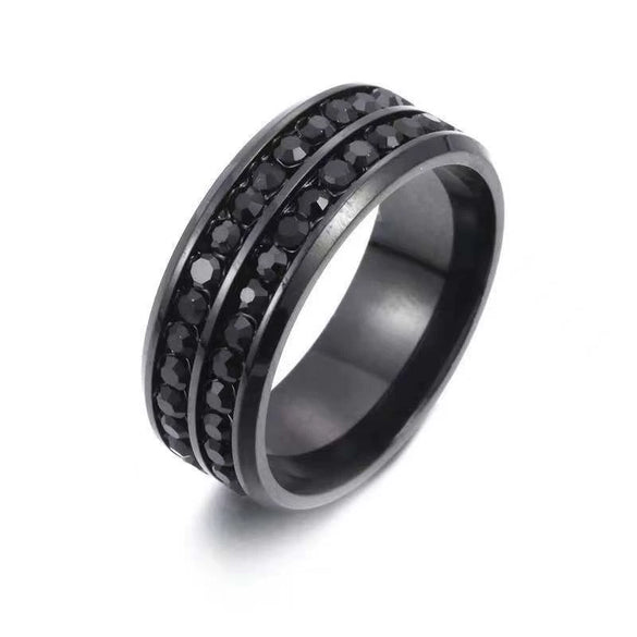 Stainless Steel Geometric Retro Ring With Electroplated Inlay For Men And Women Fashion Jewelry