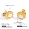 Stainless Steel Geometric Retro Style Earrings With Natural Stone