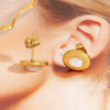 Stainless Steel Geometric Retro Style Earrings With Natural Stone