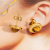 Stainless Steel Geometric Retro Style Earrings With Natural Stone