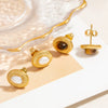 Stainless Steel Geometric Retro Style Earrings With Natural Stone