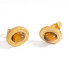 Stainless Steel Geometric Retro Style Earrings With Natural Stone