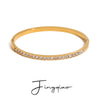 Stainless Steel Geometric Rhinestone Buckle Bracelet Electroplated