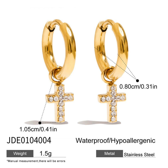 Stainless Steel Geometric Rhinestone Earrings For Women Electroplated Original Design