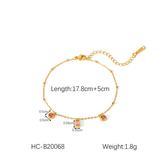 Stainless Steel Geometric Rhinestone Pendant Women's Bracelet With Electroplating