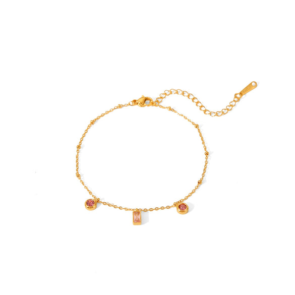 Stainless Steel Geometric Rhinestone Pendant Women's Bracelet With Electroplating