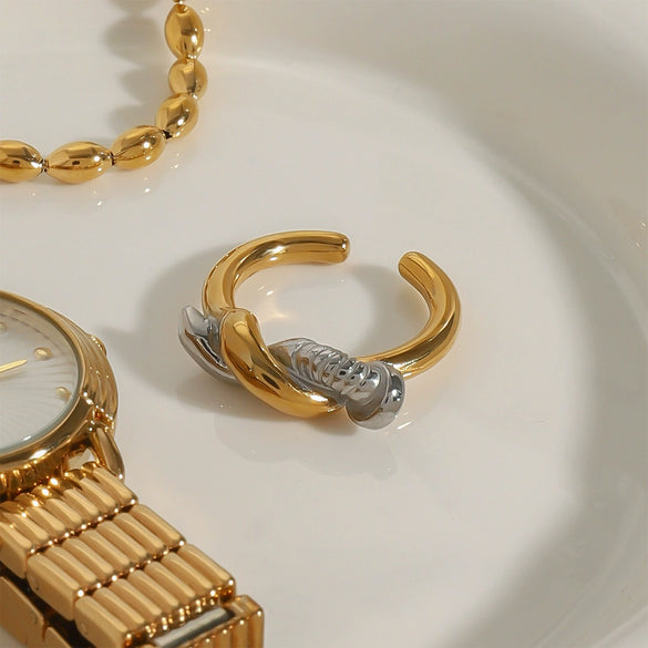 Stainless Steel Geometric Ring And Bracelet Jewelry With Electroplating