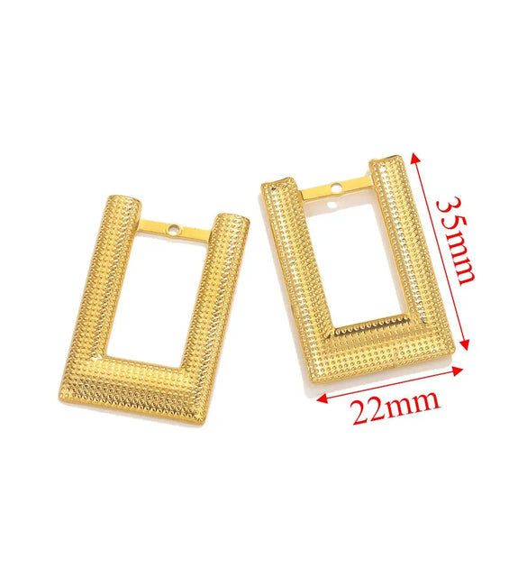 Stainless Steel Geometric Ring And Large Exaggerated Earrings Jewelry Accessories With Electroplating