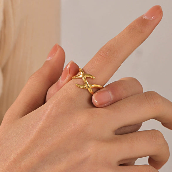 Stainless Steel Geometric Ring Electroplated For Women