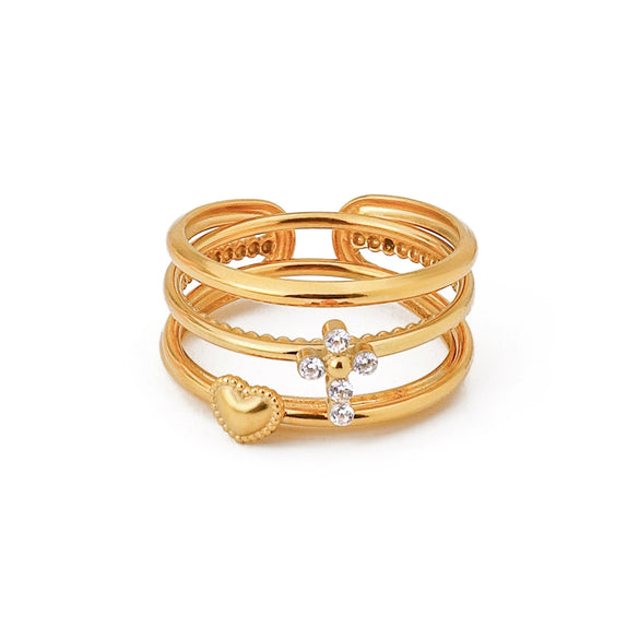 Stainless Steel Geometric Ring Electroplated Jewelry For Women