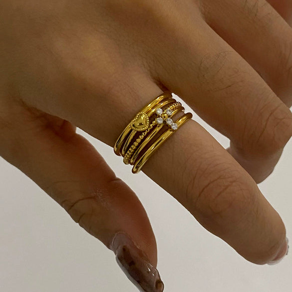 Stainless Steel Geometric Ring Electroplated Jewelry For Women