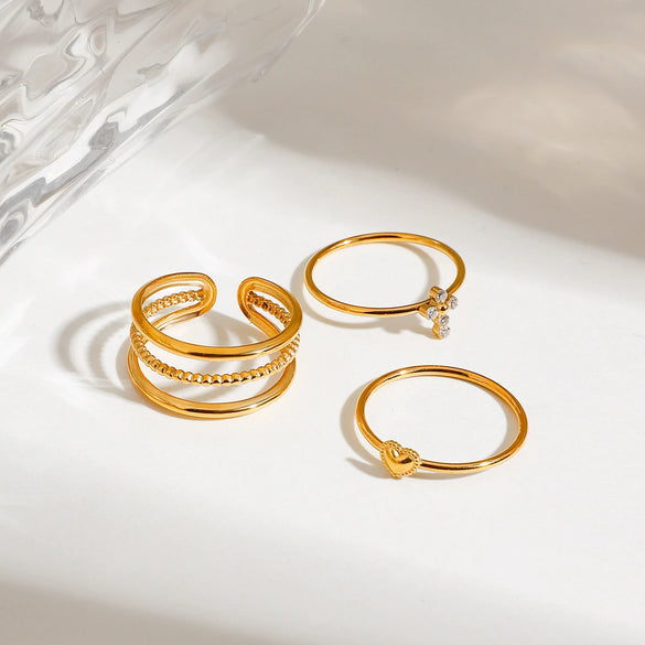 Stainless Steel Geometric Ring Electroplated Jewelry For Women