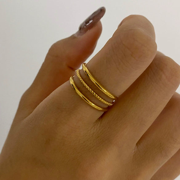 Stainless Steel Geometric Ring Electroplated Jewelry For Women