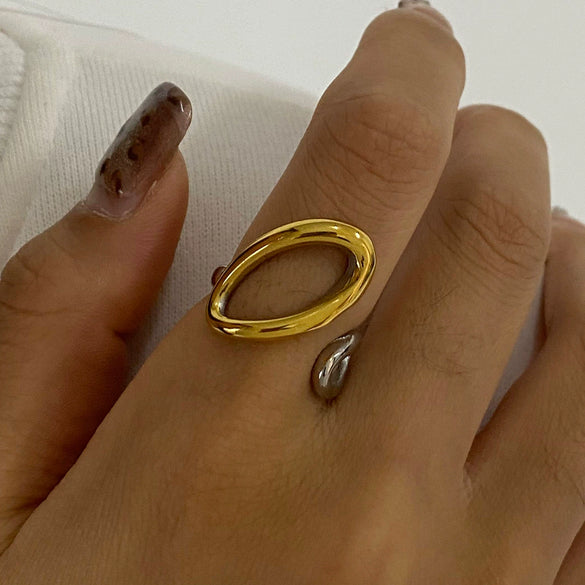 Stainless Steel Geometric Ring Electroplating Hand Jewelry For Women