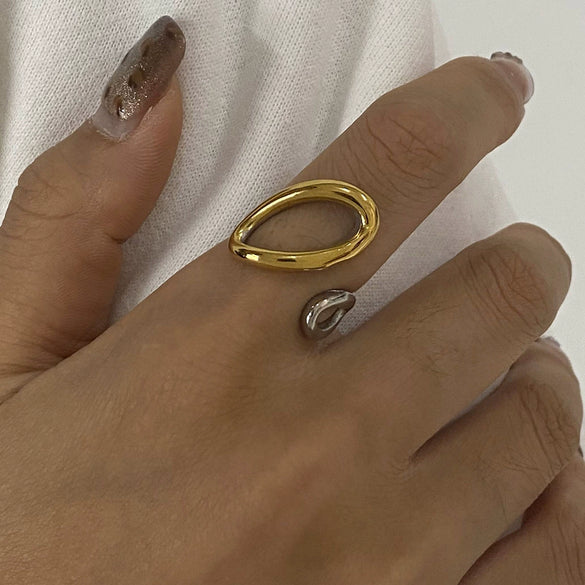 Stainless Steel Geometric Ring Electroplating Hand Jewelry For Women