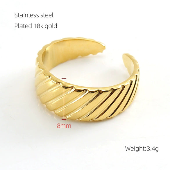 Stainless Steel Geometric Ring For Women Electroplated Fashion Style