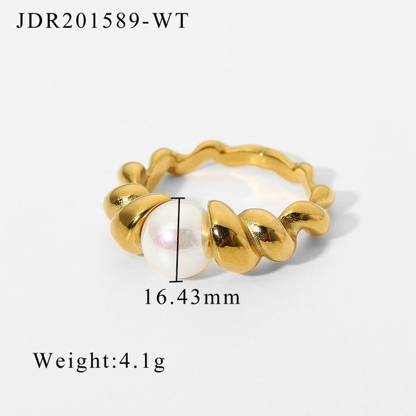 Stainless Steel Geometric Ring For Women Electroplated Minimalist Hand Jewelry