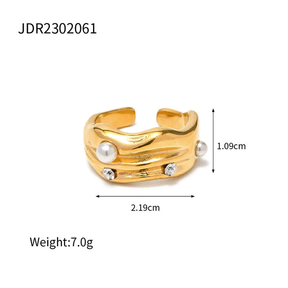 Stainless Steel Geometric Ring For Women Electroplated Minimalist Hand Jewelry