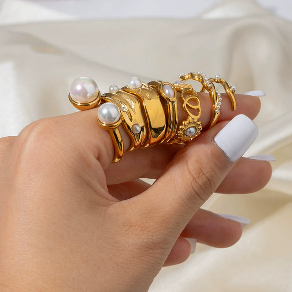 Stainless Steel Geometric Ring For Women Electroplated Minimalist Hand Jewelry
