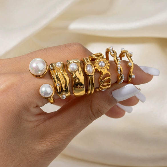 Stainless Steel Geometric Ring For Women Electroplated Minimalist Hand Jewelry