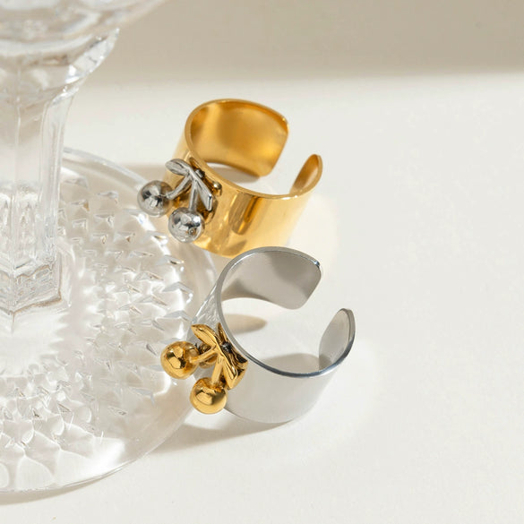 Stainless Steel Geometric Ring Jewelry For Women With Electroplating